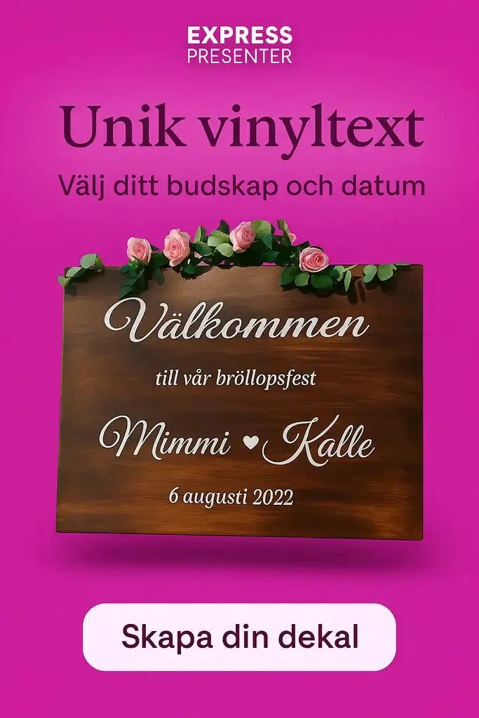 Bröllopstext Klisterdekal - Express - presenter