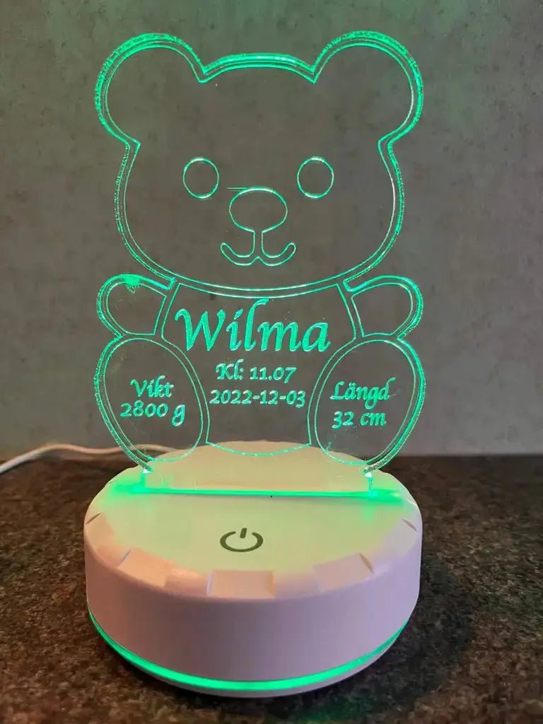 Födelsetavla med info samt belyst - Express - presenter