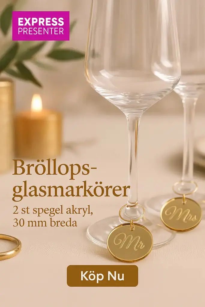 Glasmarkörer bröllop 2st - Express - presenter