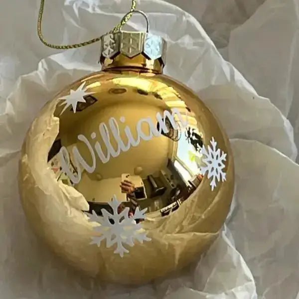 Julgranskula | Guldkula till granen med eget namn - Engwek.se
