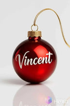 Julgranskula | Julig kula i varm blank röd färg med namn 5 cm - ByEngwek