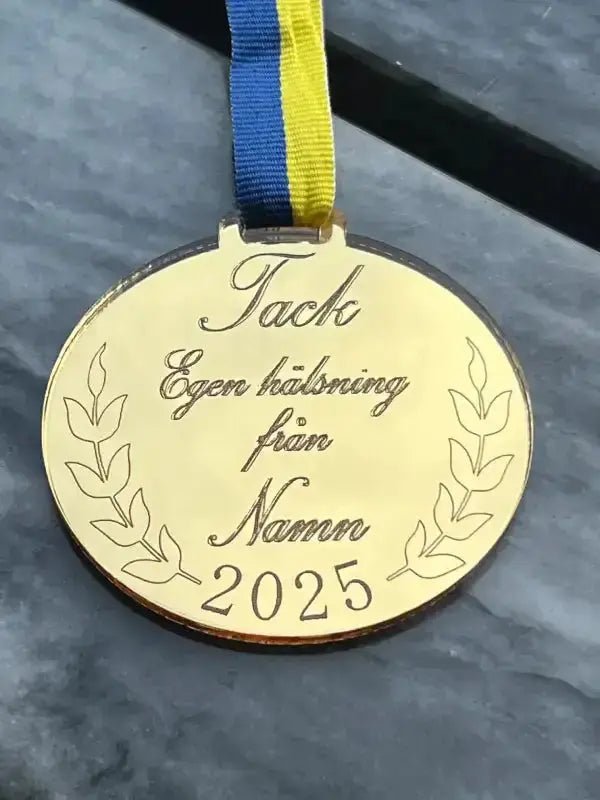 Medalj | Tack egen hälsning - Express - presenter