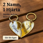 Nyckelring - 2 st halva hjärtan med namn i - Engwek.se