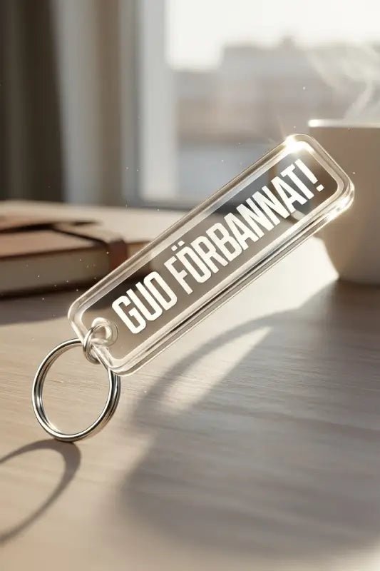 Present Nyckelring | “Gud förbannat” i spegelplast – Rolig svensk design & perfekt present - ByEngwek