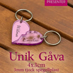 Nyckelring - Halvt hjärta i spegelplast (rosa) - Express - presenter