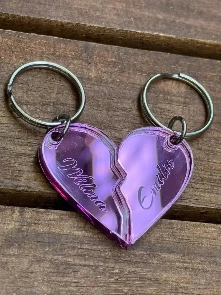 Nyckelring - Halvt hjärta i spegelplast (rosa) - Express - presenter