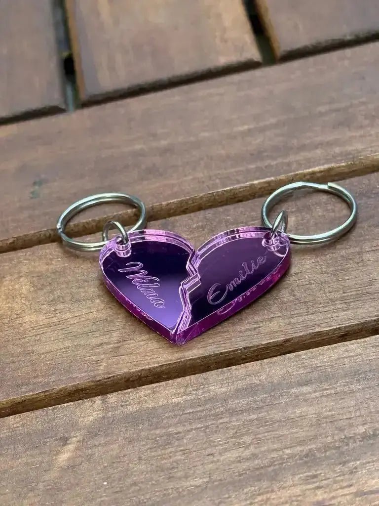 Nyckelring - Halvt hjärta i spegelplast (rosa) - Express - presenter