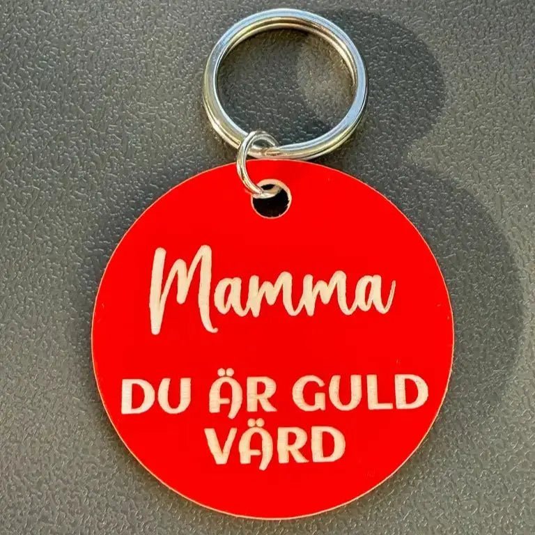 Nyckelring | Mamma du är guld värd (Röd) - ByEngwek