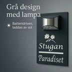 Personlig husskylt i elegant grå design - Express - presenter