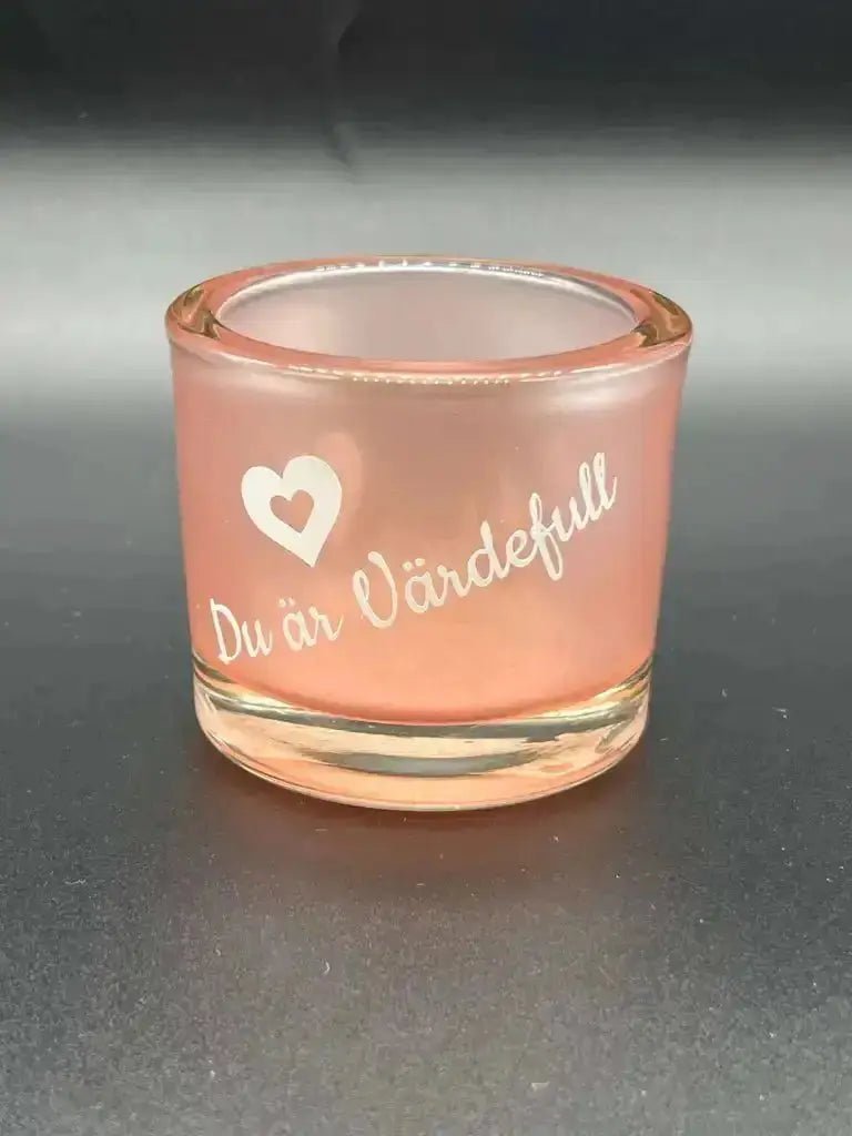 Rosa ljuslykta – Du är värdefull | Present med omtanke - Engwek.se
